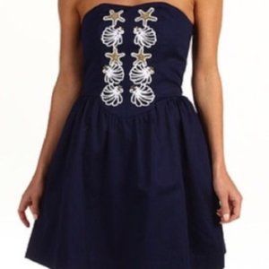 Lilly Pulitzer - Navy Shell Embroidered Strapless